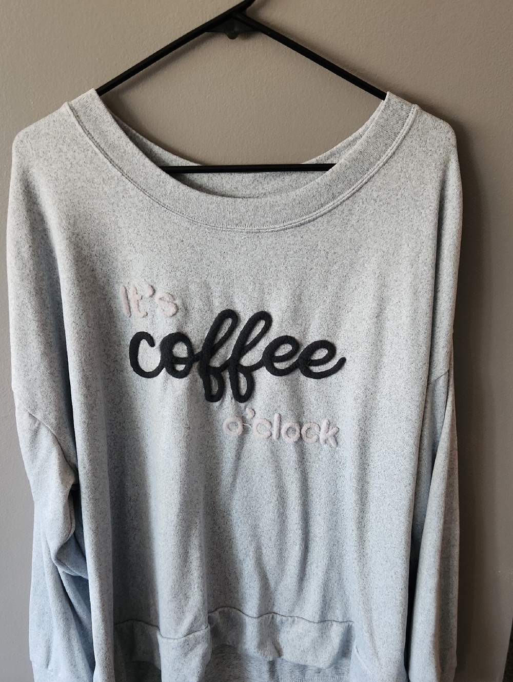 Secret Treasures Plus Size Gray Knit Top with Pink Logo Detail